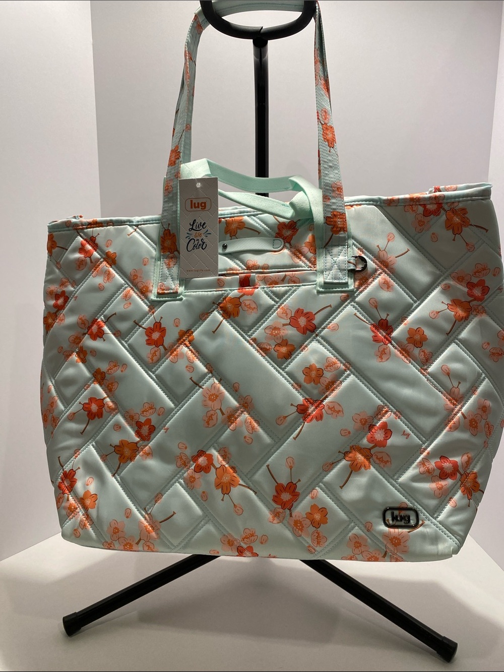 NEW! Lug SAKURA FERRY XL SE Expandable Carry-All Tote Bag Lucky Cat Pink Lining - Picture 7 of 15